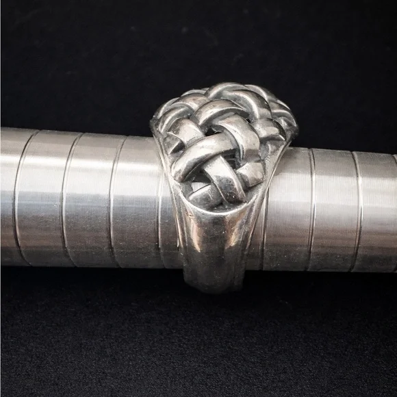 Chunky Thai Sterling Silver Woven Statement Ring 925 Size 6 - Picture 5 of 6